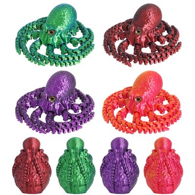 4PCS 3D Printed Octopus Animal Egg Set,Crystal Animals Egg Fidget Toy with Octopus Inside Easter Halloween for Kids (4pcs Octopus)