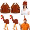 Jamntower 4 Pcs Thanksgiving Turkey Hats with Legs & Roasted Turkey Cap Plush Funny Hat Friendsgiving Woman Man(Dark Color) view 1