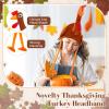 Jamntower 4 Pcs Thanksgiving Turkey Hats with Legs & Roasted Turkey Cap Plush Funny Hat Friendsgiving Woman Man(Dark Color) view 2