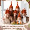 Jamntower 4 Pcs Thanksgiving Turkey Hats with Legs & Roasted Turkey Cap Plush Funny Hat Friendsgiving Woman Man(Dark Color) view 3