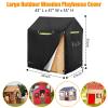 KONWLANG Playhouse cover, Outdoor wooden kids playhouse covers, 43"L x 47"W x 55"H, 640D heavy-duty Oxford cloth wooden kids playhouse covers, waterproof, dustproof, side zipper(black) view 2