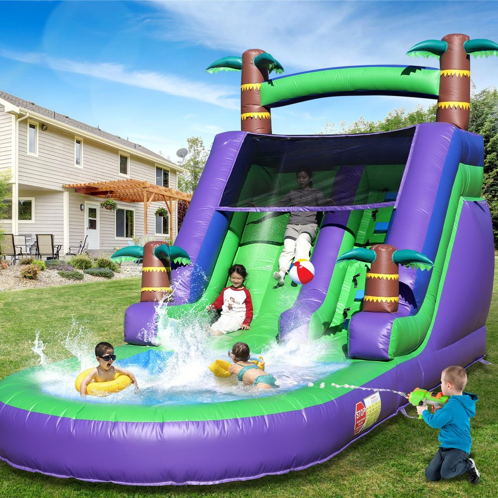 21FT(L) Inflatable Water Slides for Adults Kids Heavy Duty Full PVC Commercial Grade Adult Water Slide,Giant Inflatable Pool,Big Blow Up Water Slides for Backyard Outdoor(Without Blower) 21x9x12ft