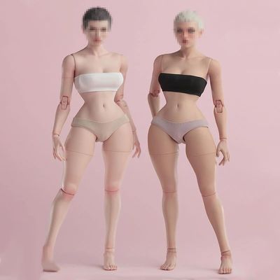 1/6 Scale Female Action Figure Body, Flexible Joint 12 inches Action Figure Body Model (NO HEAD) with Various Detachable Feet & Hands Shapes Accessories (Narrow-waisted Figure - Light Suntan Skin)