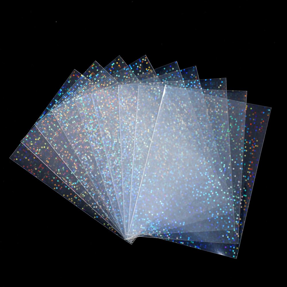 100 Pcs Photocard Sleeves Laser Flashing Card Sleeves Trading Card-Sleeves Holographic Foil Protective Cover Foil Card Protective Sleeve - Starry Style,65x90mm