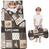 Personalized Western Cowboy Nap Mat Set for Boys Custom Name Toddler Sleeping Bag with Pillow & Blanket Kids Sleep Mat for Preschool, Daycare, Kindergarten view 1