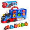 AuroTops Toys for 3 4 5 6 Year Old Boys for Kids Girl Boy Toys,2-in-1 Toddler Toy Trucks Christmas Train Set with Light & Sounds Include 1 Transport Toy Trucks,6 Magnetic Trains view 1