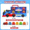 AuroTops Toys for 3 4 5 6 Year Old Boys for Kids Girl Boy Toys,2-in-1 Toddler Toy Trucks Christmas Train Set with Light & Sounds Include 1 Transport Toy Trucks,6 Magnetic Trains view 2