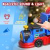 AuroTops Toys for 3 4 5 6 Year Old Boys for Kids Girl Boy Toys,2-in-1 Toddler Toy Trucks Christmas Train Set with Light & Sounds Include 1 Transport Toy Trucks,6 Magnetic Trains view 3