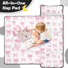 Personalized Pink Bow Nap Mat Set for Girls Custom Name Toddler Sleeping Bag with Pillow & Blanket Kids Sleep Mat for Preschool, Daycare, Kindergarten view 3