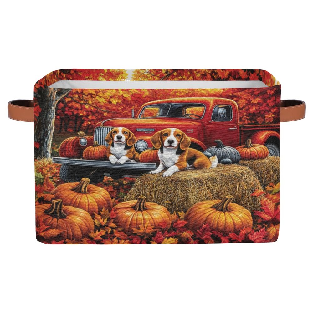 RPWOBBYQ Autumn Truck Dogs Storage Bins Theme Storage Nursery Baskets with Handle Closet Collapsible Organizer Shelf Boxes for Book Cloth 15119.5 IN
