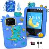 Jusvenmt Kids Phone for Boys, Dinosaur Toy Phone Christmas Birthday Gifts for Boy Ages 3-10, Toddler Learning Phones with Touchscreen, 44 Game, Dual Camera, Music Player, 32GB Card & Dino Bag (Blue) view 1