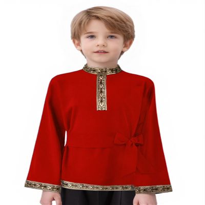 ACSUSS Boys Medieval Costume Viking Tunic Knight Warrior Templar Renaissance Pirate Shirts with Belt Red 14 Years