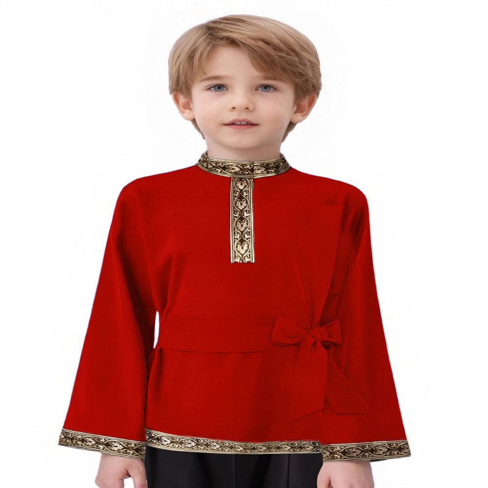 ACSUSS Boys Medieval Costume Viking Tunic Knight Warrior Templar Renaissance Pirate Shirts with Belt Red 14 Years