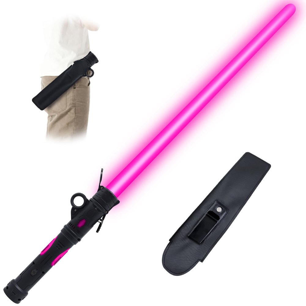 Gianby Light Sword Toy for Kids, Rechargeable Light Up Saber Set, LED Dual Light Sword with Belt Clip for Galaxy War Fighter Warriors, Halloween Cosplay Party Kid Gift, Christmas Birthday Present