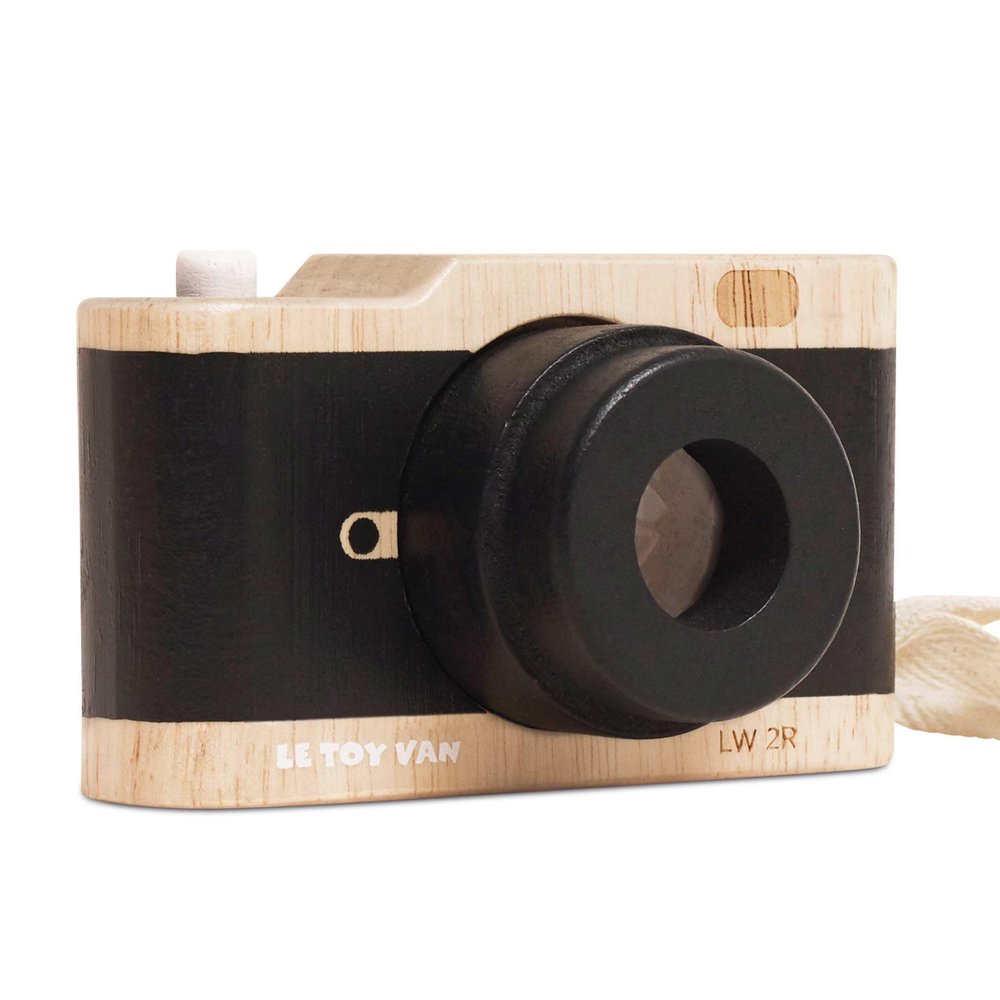 Le Toy Van Vintage Wooden Camera  FSC 100% Certified Sustainable Wood  Retro Kids Camera with Kaleidoscope Lens & Push Shutter