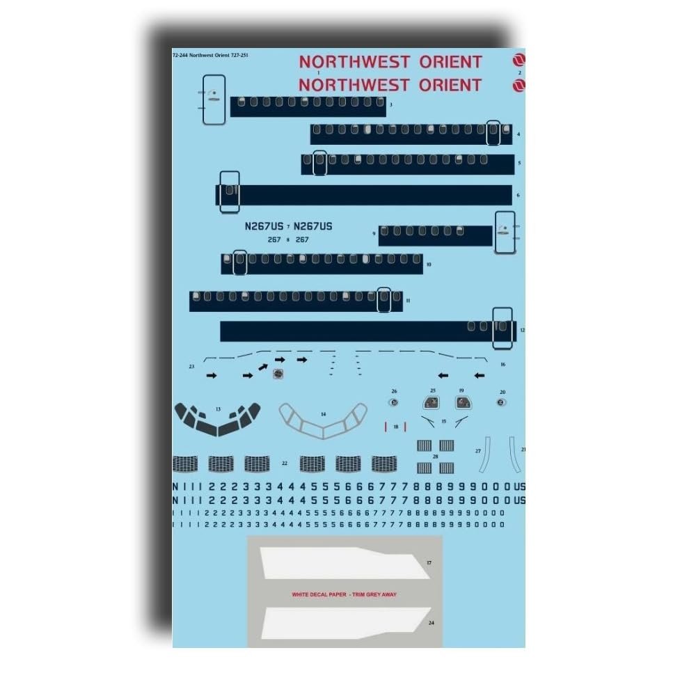 26Decals 72-244 1/72 Northwest Orient 727-251/Adv Decal for Mach 2 for Plastic Model kit