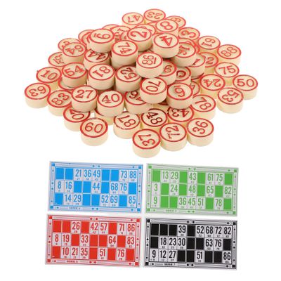ERINGOGO 1 Set Bingo Game Wooden Bingo Number Cards Chess Pieces for Parties Family Gatherings and Events Props for Interactive Gameplay and Fun