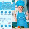 R HORSE Kids Apron and Chef Hat Set - 2Pcs Blue Big Brother Adjustable Children Kitchen Apron, Dress up Role Play Chef Toy Cooking Baking Painting and Training Kit for Boys Funny Cooking Birthday Gift view 3