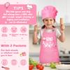 R HORSE Kids Apron and Chef Hat Set - 2Pcs Pink Big Sister Adjustable Children Kitchen Apron, Dress up Role Play Chef Toy Cooking Baking Painting and Training Kit for Girls Funny Cooking Birthday Gift view 3