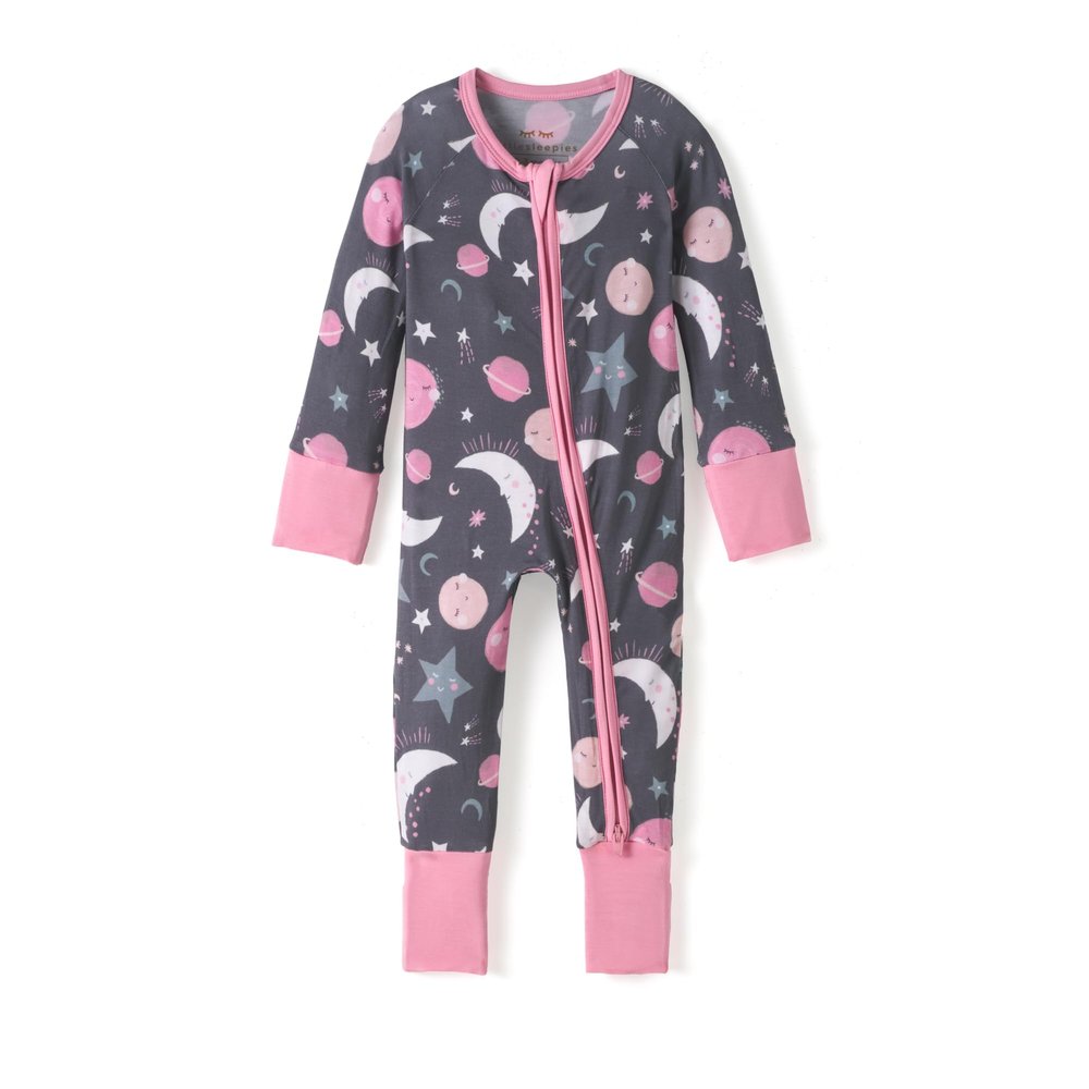 Little Sleepies Baby Pajamas, Pink To the Moon & Back, Preemie