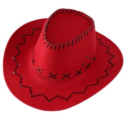 Plain Color Cowgirls Hat Wear for Kids Adult Banquets Party Plain Color Cowgirls Hat for Children Photography Felt Red