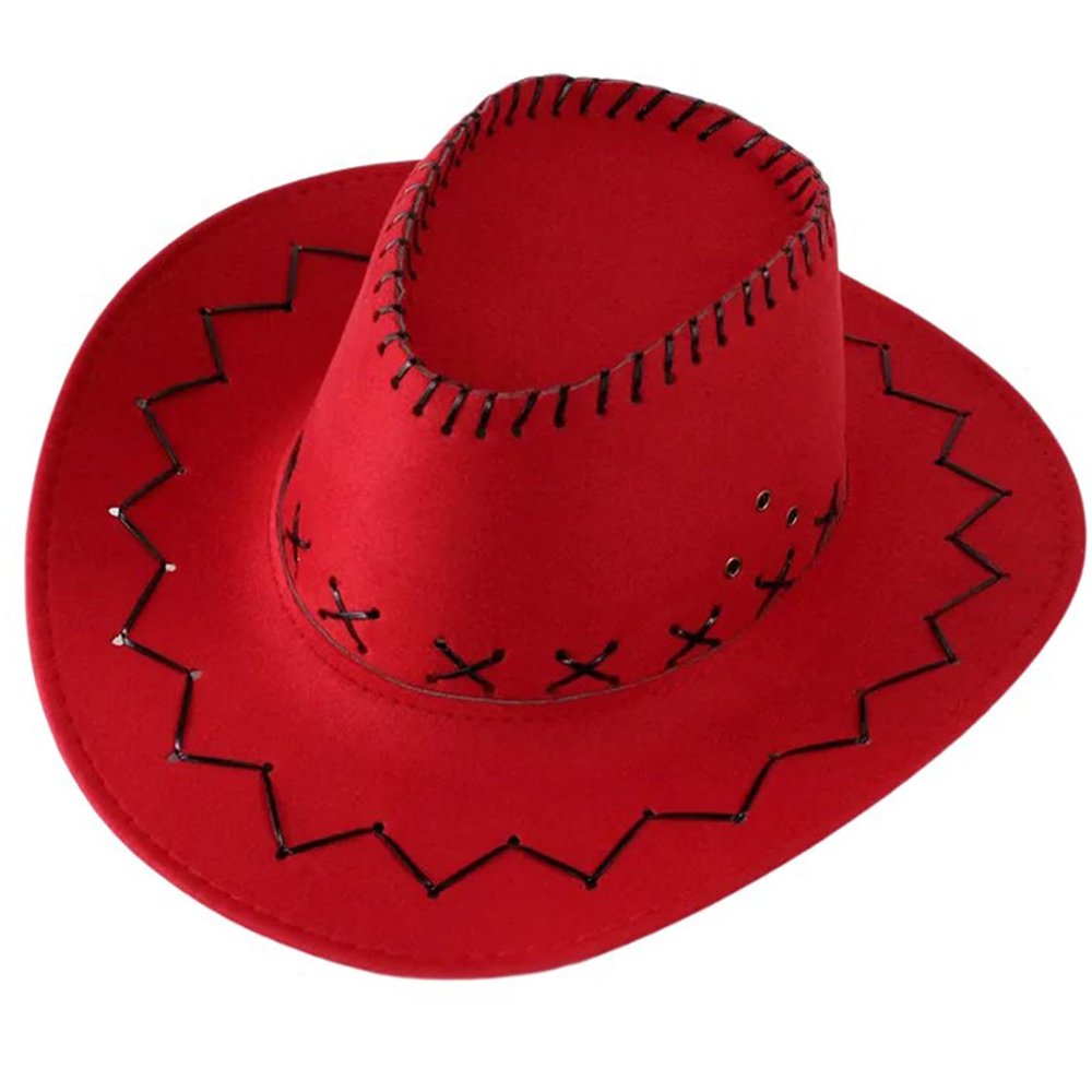 Plain Color Cowgirls Hat Wear for Kids Adult Banquets Party Plain Color Cowgirls Hat for Children Photography Felt Red