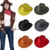 Plain Color Cowgirls Hat Wear for Kids Adult Banquets Party Plain Color Cowgirls Hat for Children Photography Felt Red view 2