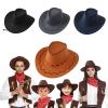 Plain Color Cowgirls Hat Wear for Kids Adult Banquets Party Plain Color Cowgirls Hat for Children Photography Felt Red view 3