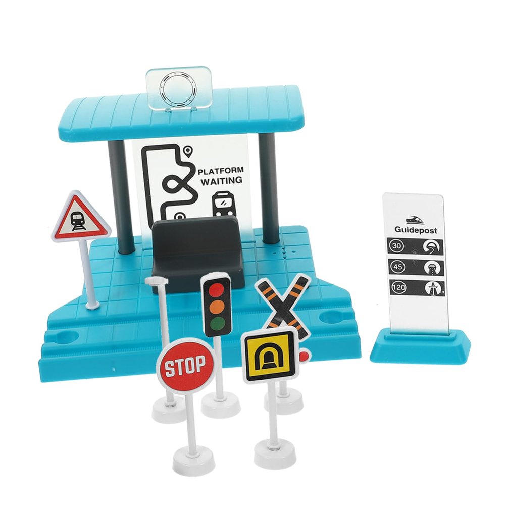 ERINGOGO 1 Set Train Simulation Station Model with Sound Light Plastic Accessories for Train Railway Track Building for Scene Enrichment and Hands Fun