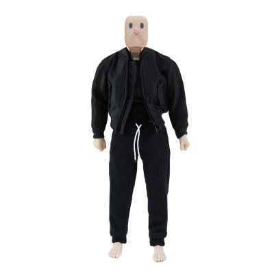 1/12 Action Figure Clothes,3 Pieces Set(Jacket Coat,T Shirt and Pant),Miniature Clothing for 6" Action Figure Body,1:12 Scale Figure Clothes (Black-Jacket Suit)
