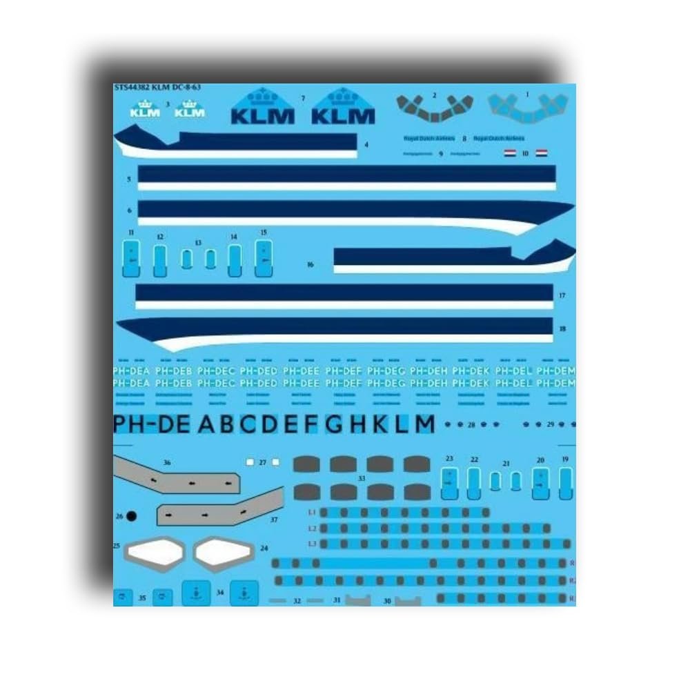 26Decals STS44382 1/144 KLM DC-8-63 Screen Printed Decal for Plastic Model kit