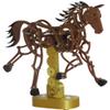 Mechanical Horse Kinetic Sculpture, Desktop Art Piece with Moving Gears, Brown and Gold view 1