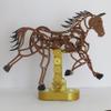 Mechanical Horse Kinetic Sculpture, Desktop Art Piece with Moving Gears, Brown and Gold view 2