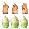 10 Pcs Capybara Cupcake Toppers  Cute Capybara Birthday Party Decorations for Kids, Baby Shower Animal Theme Cupcake Picks view 1