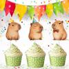 10 Pcs Capybara Cupcake Toppers  Cute Capybara Birthday Party Decorations for Kids, Baby Shower Animal Theme Cupcake Picks view 3