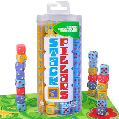 Big Discoveries Stack-a-Pillars  Dice Stacking Family Game for 2-4 Players | Fun 15-Minute Strategy Games with 80 Piece Dice Set and Double-Sided Mat | Great for Game Night, Travel, Kids, and Adults
