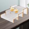 3-Piece Transparent Desktop Riser Display Stand Kit | Rectangular with Black Edges | Multipurpose for Action Figures(Color:Golden Edge 3pcs) view 2