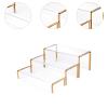 3-Piece Transparent Desktop Riser Display Stand Kit | Rectangular with Black Edges | Multipurpose for Action Figures(Color:Golden Edge 3pcs) view 3