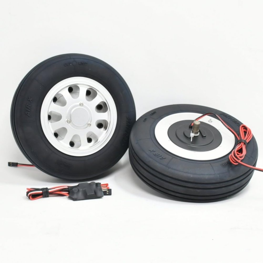 TYXTTGY RC Airplane Light Electric Brake with 2 Pcs Diameter 158mm Wide 52mm Wheels (8mm Axle)(for Jets Up to 25kg)