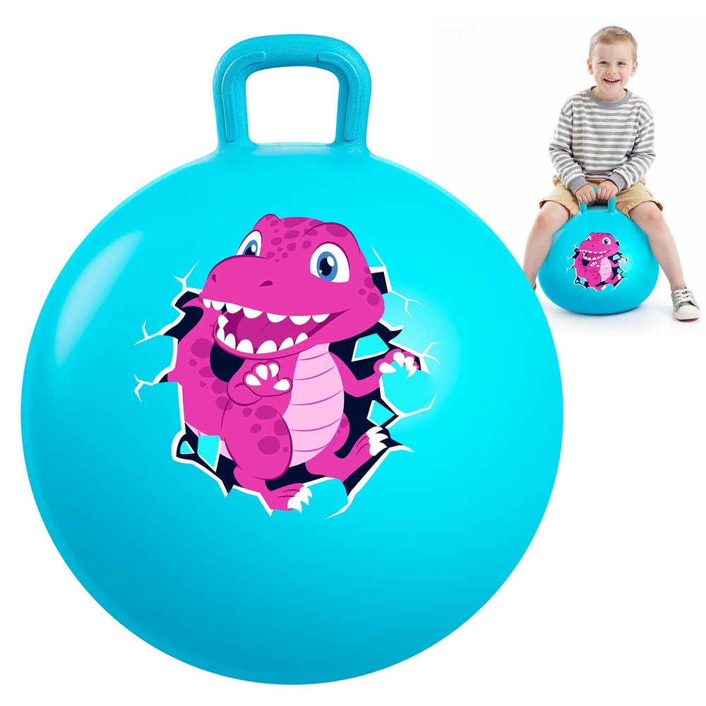 INPODAK Hopper Ball 18 Inch Bouncy Ball with Handle for Kids, Hippity Hop Jumping Bounce Hopping Toy for Boys Girls Ages 3-6 Includes Pump and Gift Box Great Gift for Birthday (Blue)
