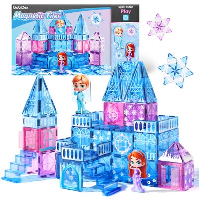 GobiDex Magnetic Building Blocks Princess Castle with 2 Dolls & Stairs, STEM Magnetic Tiles Building Toys for Kids Ages 3-5 4-8, Magnets Sensory Toddler Toys Birthday Gifts for 3+ Year Old Girls Boys