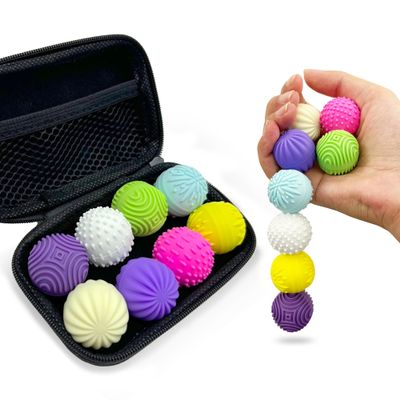 8 Pack Silicone Magnetic Fidget Balls Toys, Weighted Stress Relief Sensory Toys for Adults Teens, 4 Multi Color Texture Quiet Magnet Fidgets Ball for Autism ADHD Anxiety with Organizer Box