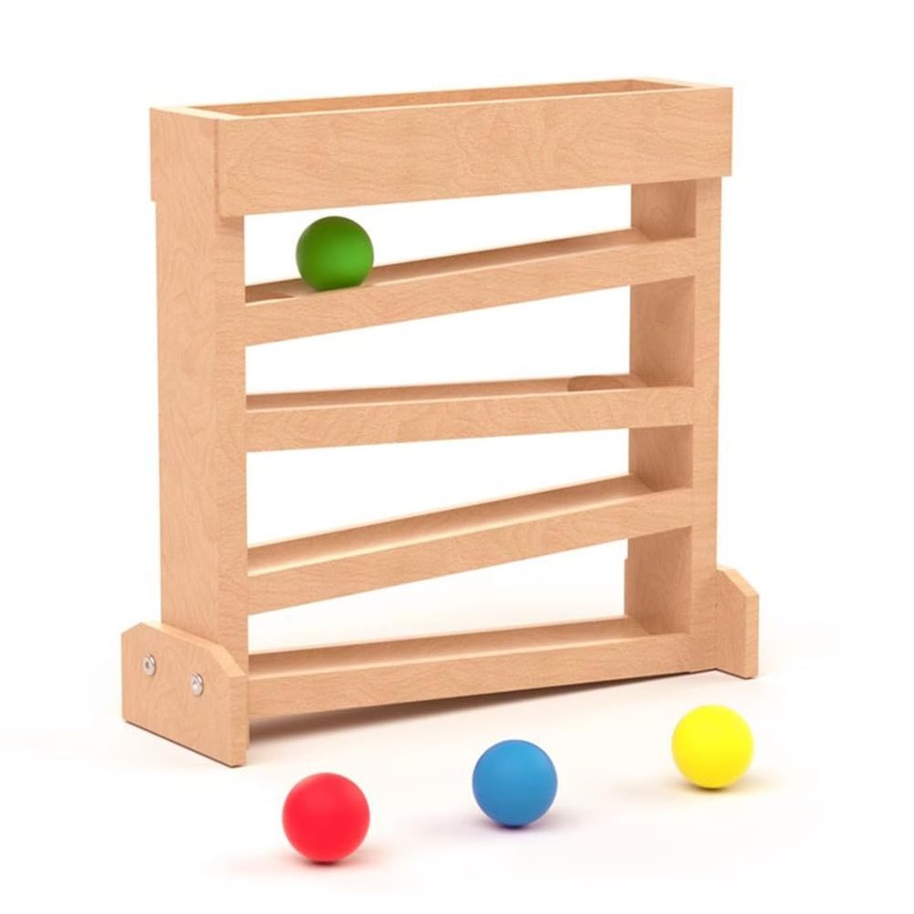 LLTCMAOYI Montessori Visual Tracking Teaching AIDS, Wooden Ball Rolling Track Kids's Toys