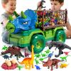 Guminnara 22 in 1 Triceratops Dinosaur Truck Toys for Kids Boys Ages 3-5-7 4-8, Dino Carrier Truck with 18 Jurassic Dino Figures, 3 Dinosaur Eggs, 3 4 5 6 7 8 Year Old Toddler Boy Girl Birthday Gifts view 1
