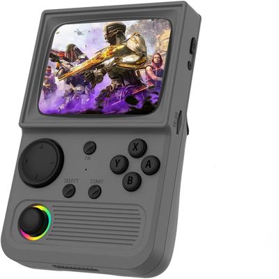 R36T Retro Handheld Game Console, EmuELEC/Linux System, 3.5 inch IPS Screen with 64G Built-in 18000+ Classic Games, Supports 5G WiFi, Networked Fighting and OTG Wireless Controller (64G Grey)