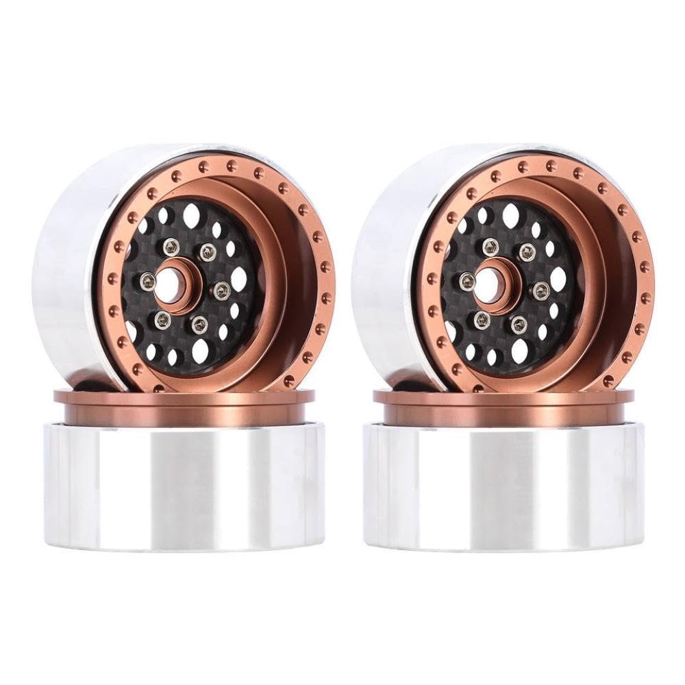10mm Offset Deep Dish Carbon Fiber Aluminum 2.2" Beadlock Wheel Rim W2253 Compatible with 1 10 Scale RC Crawler Vehicles(W2253BO)