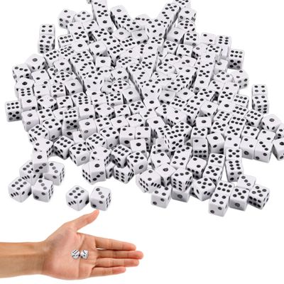 8mm Mini Tiny Dice, 300Pcs White Dice with Black Dots, 6 Sided Square Games, Adult Game for Teaching Math, Party Favors