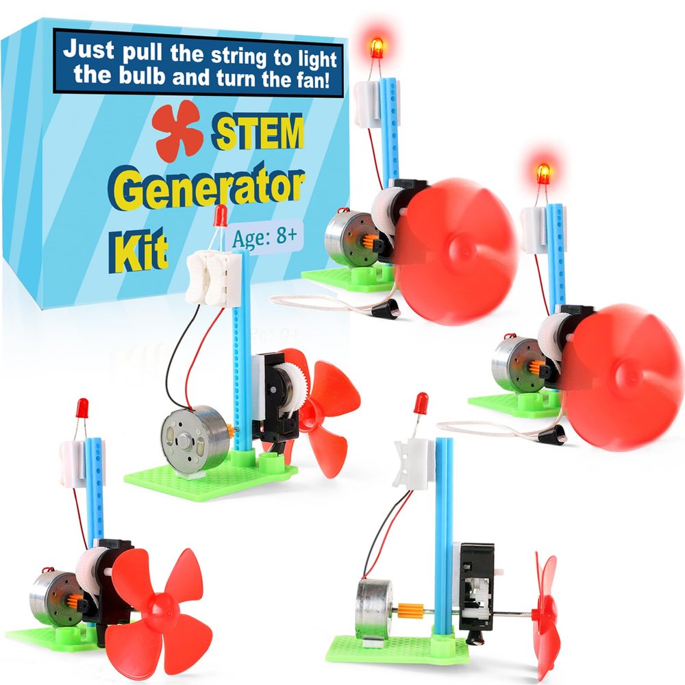 5 Bulk STEM Generator Kits for Kids, DC Motor Science Experiments, Engineering Building Projects Activities STEAM Toys, Class Educational Learning Classroom Activity, Free Energy Hand Generators Kit