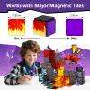 GobiDex Dinosaur Toys Magnetic Tiles Lava Cave Dinosaur World Set - Magnetic Building Blocks for Kids 3-5 5-7 Girls Boys Toys Age 4-6 6-8, STEM Sensory Toddler Birthday Gifts for 3+ Year Old Kids Toy view 3