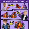 GobiDex Dinosaur Toys Magnetic Tiles Lava Cave Dinosaur World Set - Magnetic Building Blocks for Kids 3-5 5-7 Girls Boys Toys Age 4-6 6-8, STEM Sensory Toddler Birthday Gifts for 3+ Year Old Kids Toy view 4
